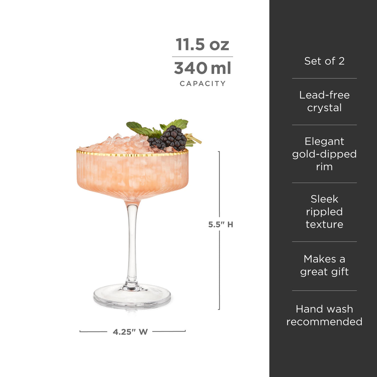 Meridian Crystal Coupe Glasses Set of 2-product_type::stemmed_cocktail_glasses-Parc Decor