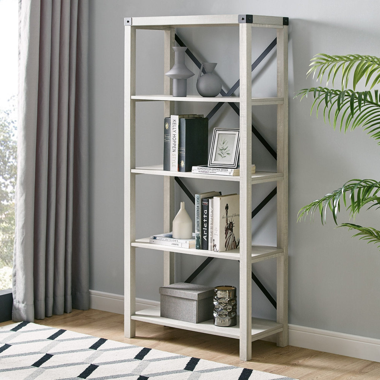 Metal X Bookshelf-Home Office-Parc Decor