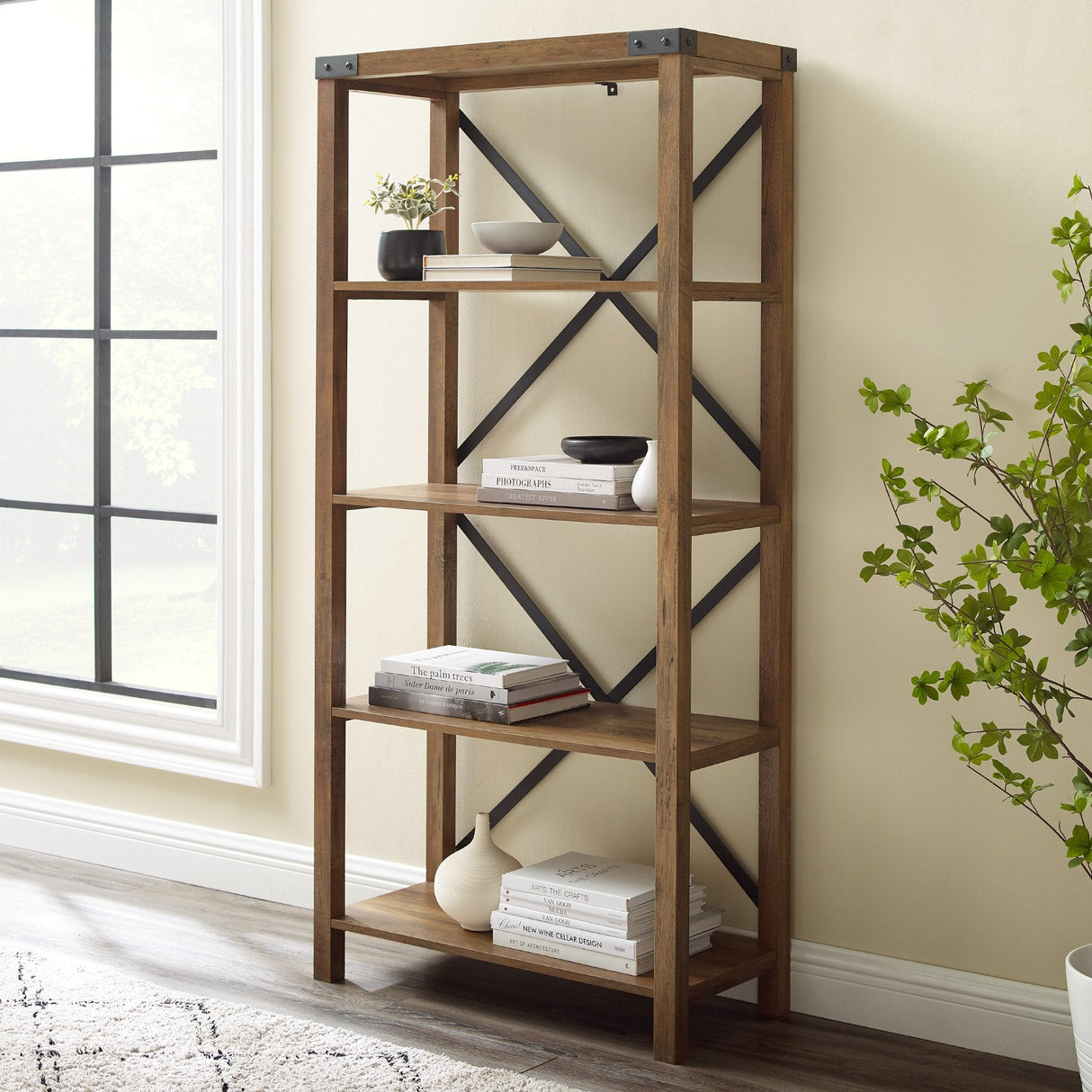 Metal X Bookshelf-Home Office-Parc Decor