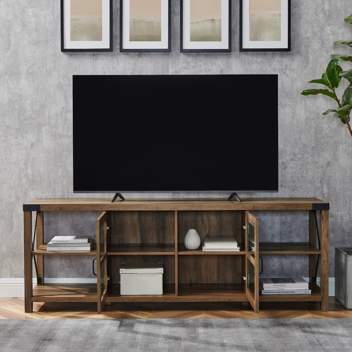 Metal X TV Stand-Entertainment-Parc Decor