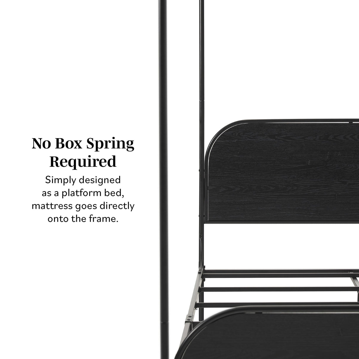 Metro Modern Metal and Wood Canopy Queen Bedframe-Bedroom-Parc Decor