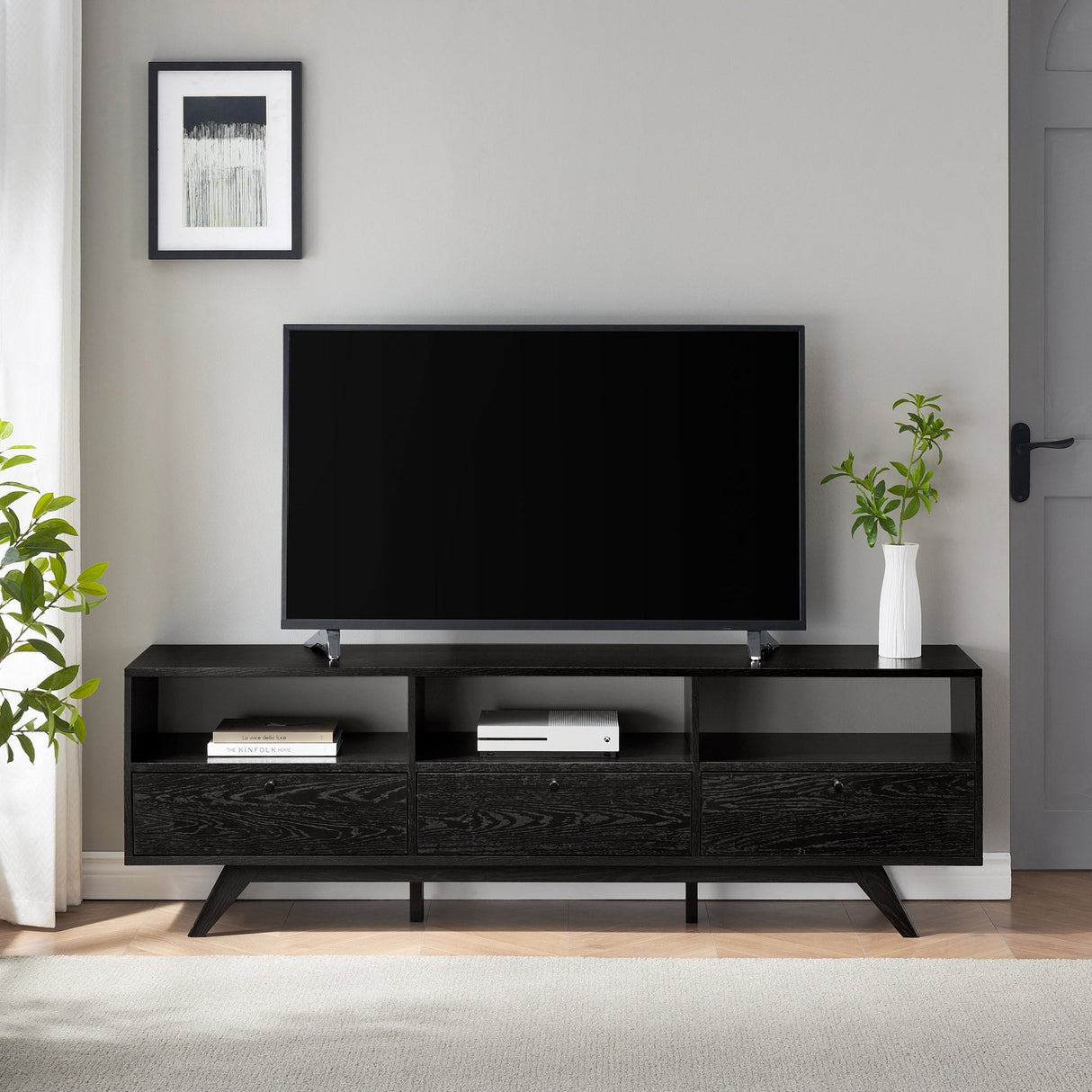 Mid-Century Kela Modern 3-Door TV Stand-Entertainment-Parc Decor