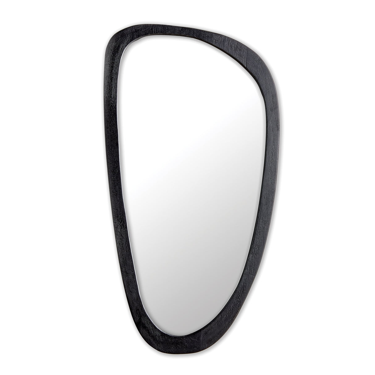 Mid-Century Modern Asymmetrical Black Wood Mirror-Mirror-Parc Decor