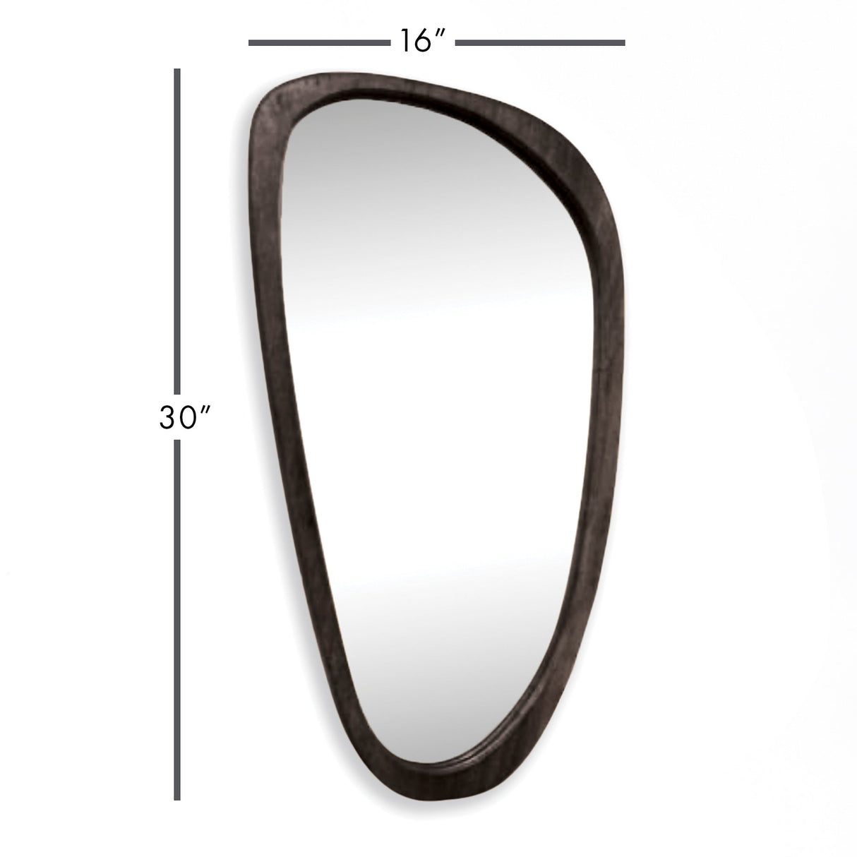 Mid-Century Modern Asymmetrical Black Wood Mirror-Mirror-Parc Decor