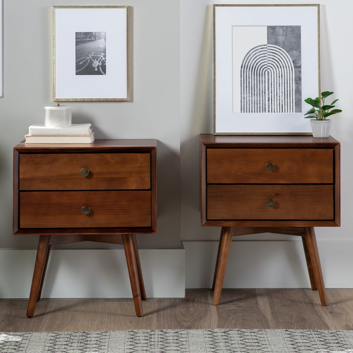 Mid-Century Solid Wood Nightstand Collection (1 or 2 Drawer)-Bedroom-Parc Decor