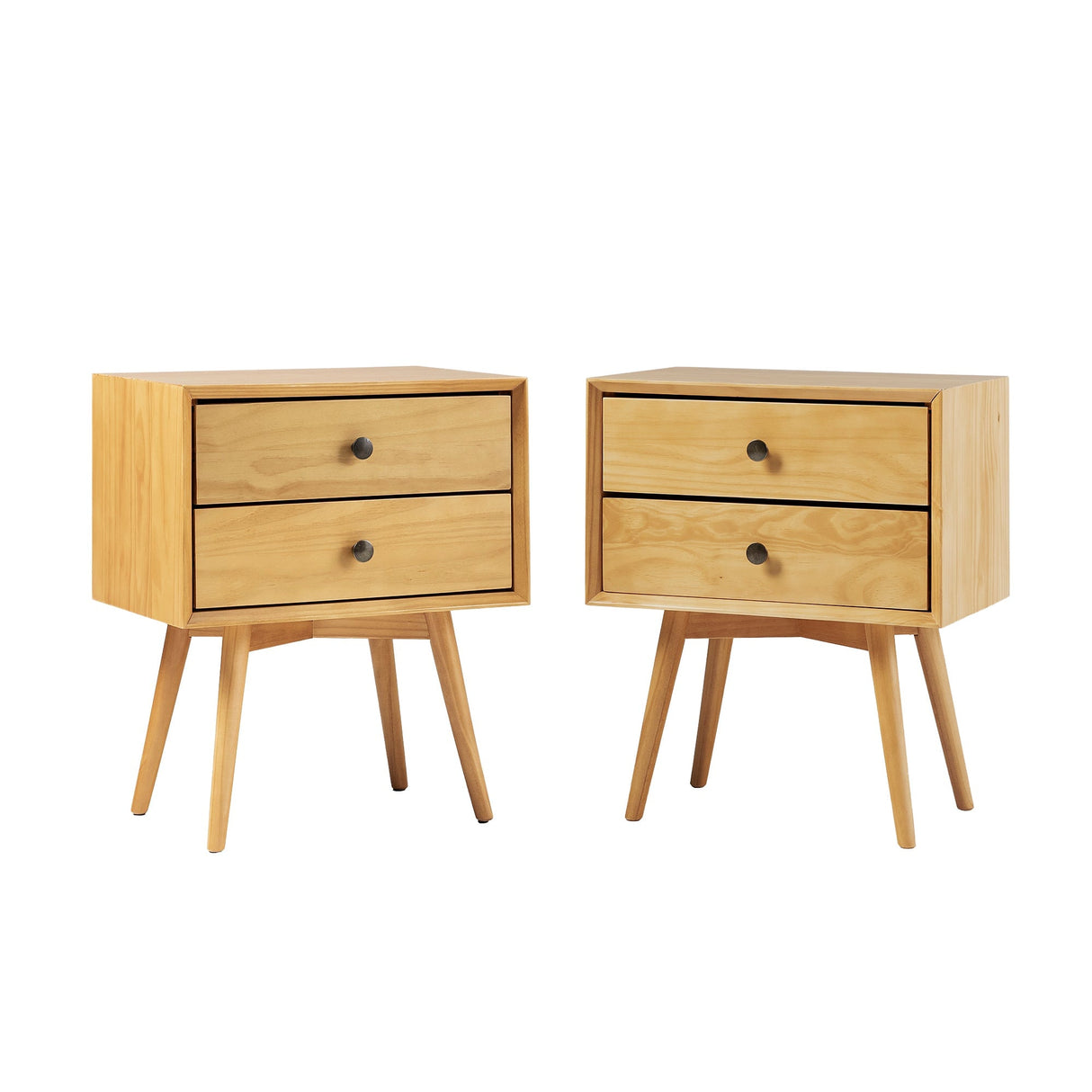 Mid-Century Solid Wood Nightstand Collection (1 or 2 Drawer)-Bedroom-Parc Decor