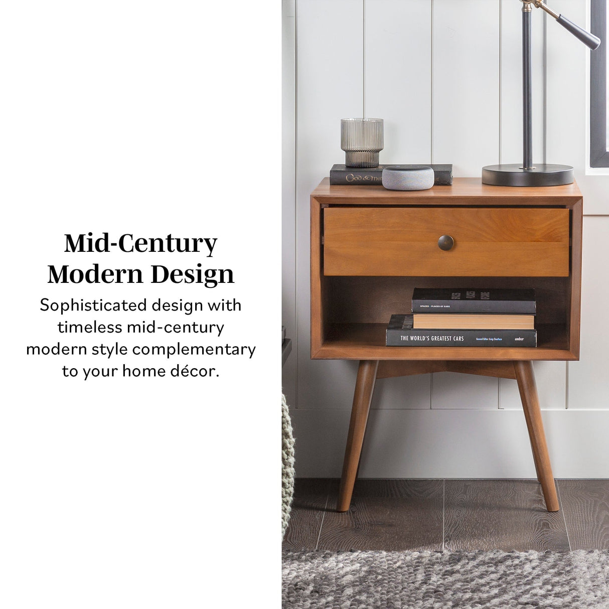 Mid-Century Solid Wood Nightstand Collection (1 or 2 Drawer)-Bedroom-Parc Decor