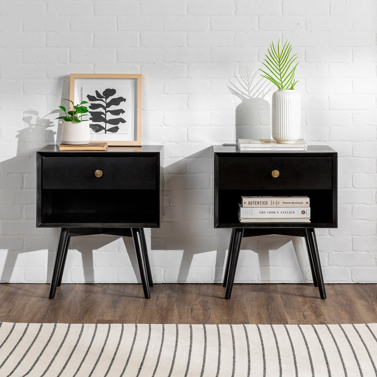 Mid-Century Solid Wood Nightstand Collection (1 or 2 Drawer)-Bedroom-Parc Decor