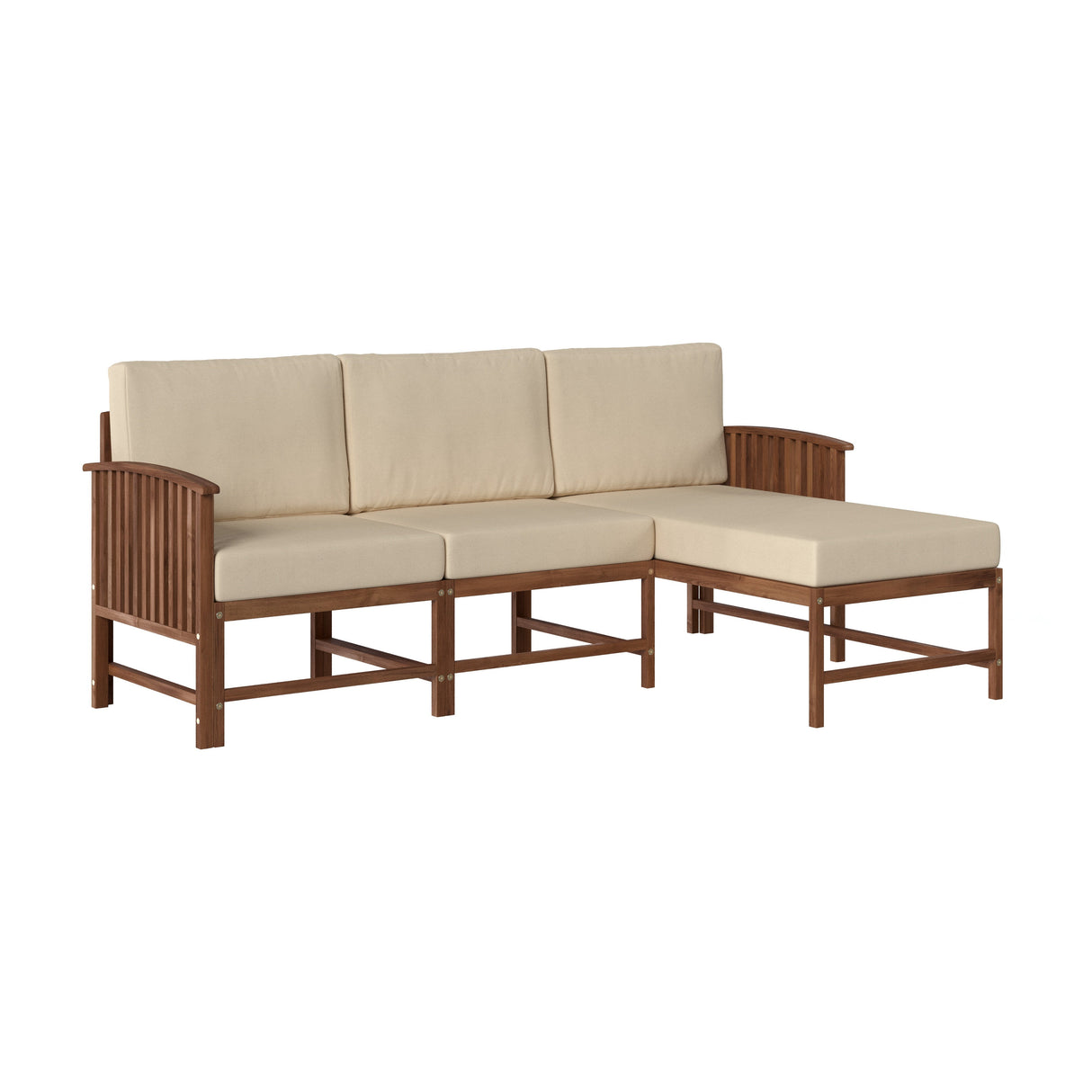 Midland Modern Solid Wood 3-Piece Outdoor Sectional Set-Outdoor-Parc Decor