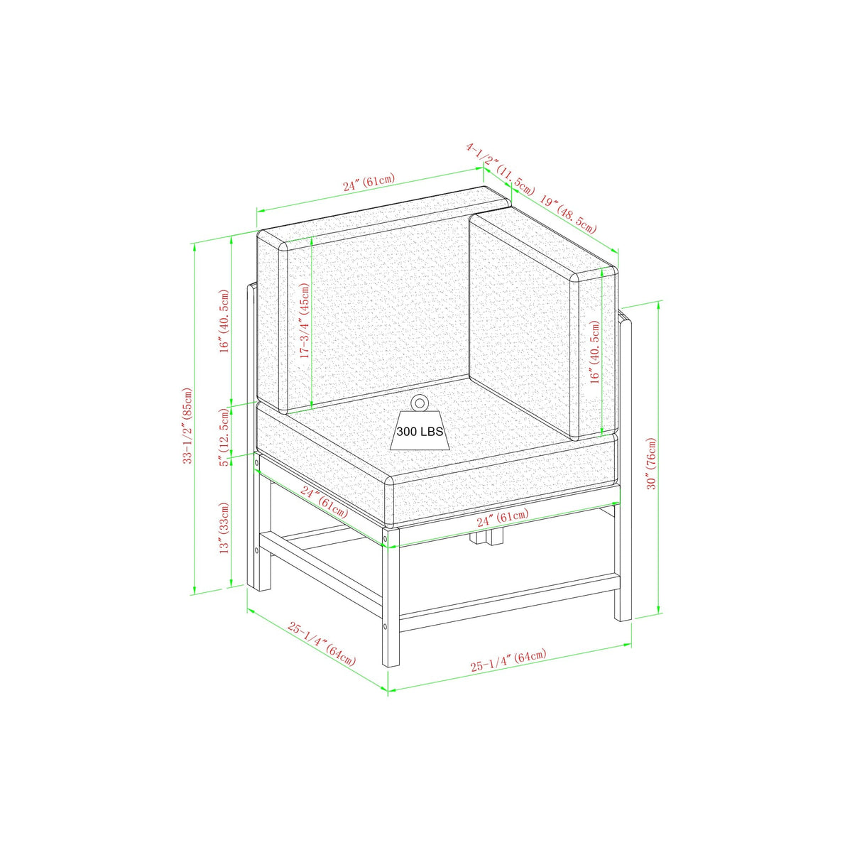 Midland Modern Solid Wood 5-Piece Outdoor Sectional Set-Outdoor-Parc Decor