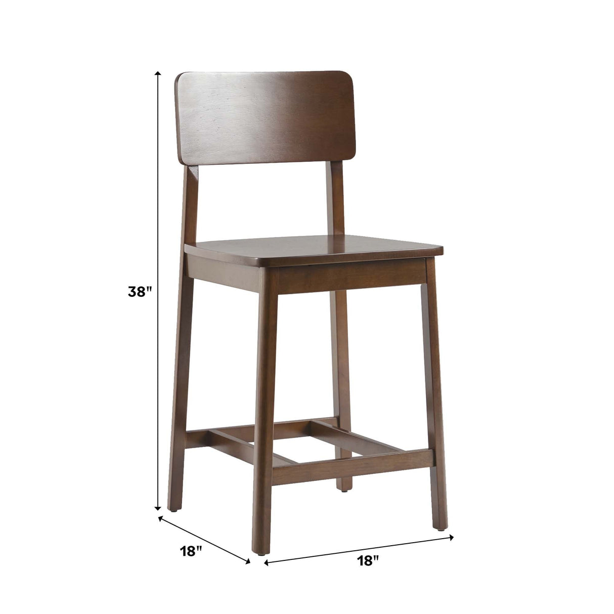Minimalist Solid Wood Counter Stool, Set of 2-Dining / Kitchen-Parc Decor