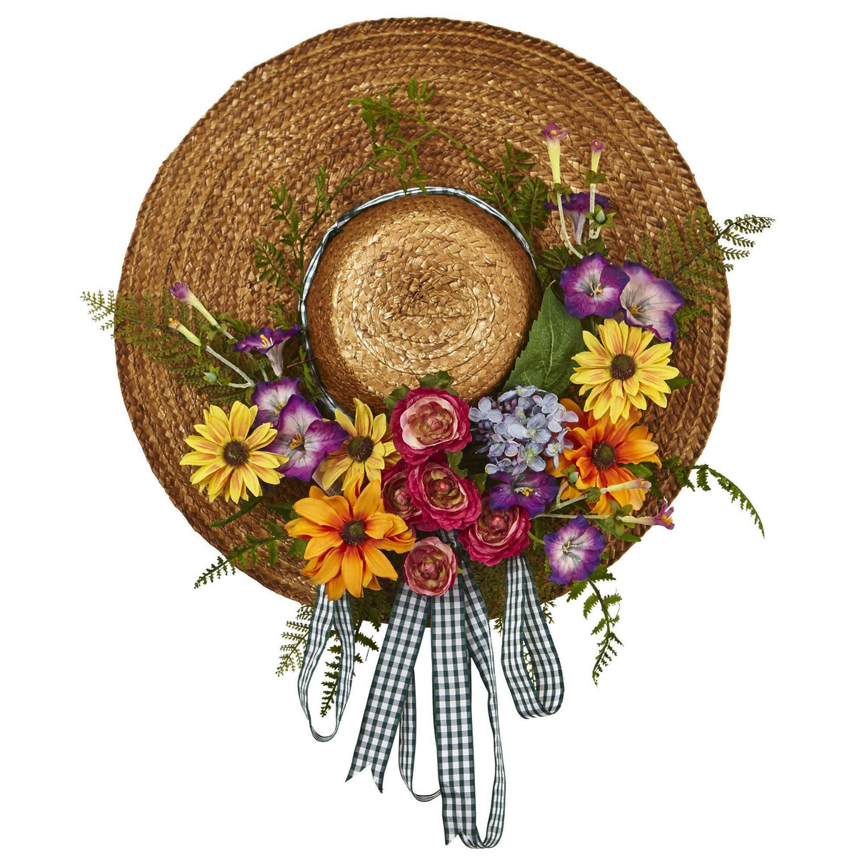Mixed Flower Hat Wreath-Wreath-Parc Decor