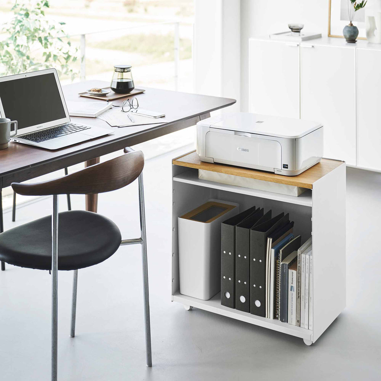 Mobile Hideaway Storage Cart (23" H) - Steel + Wood