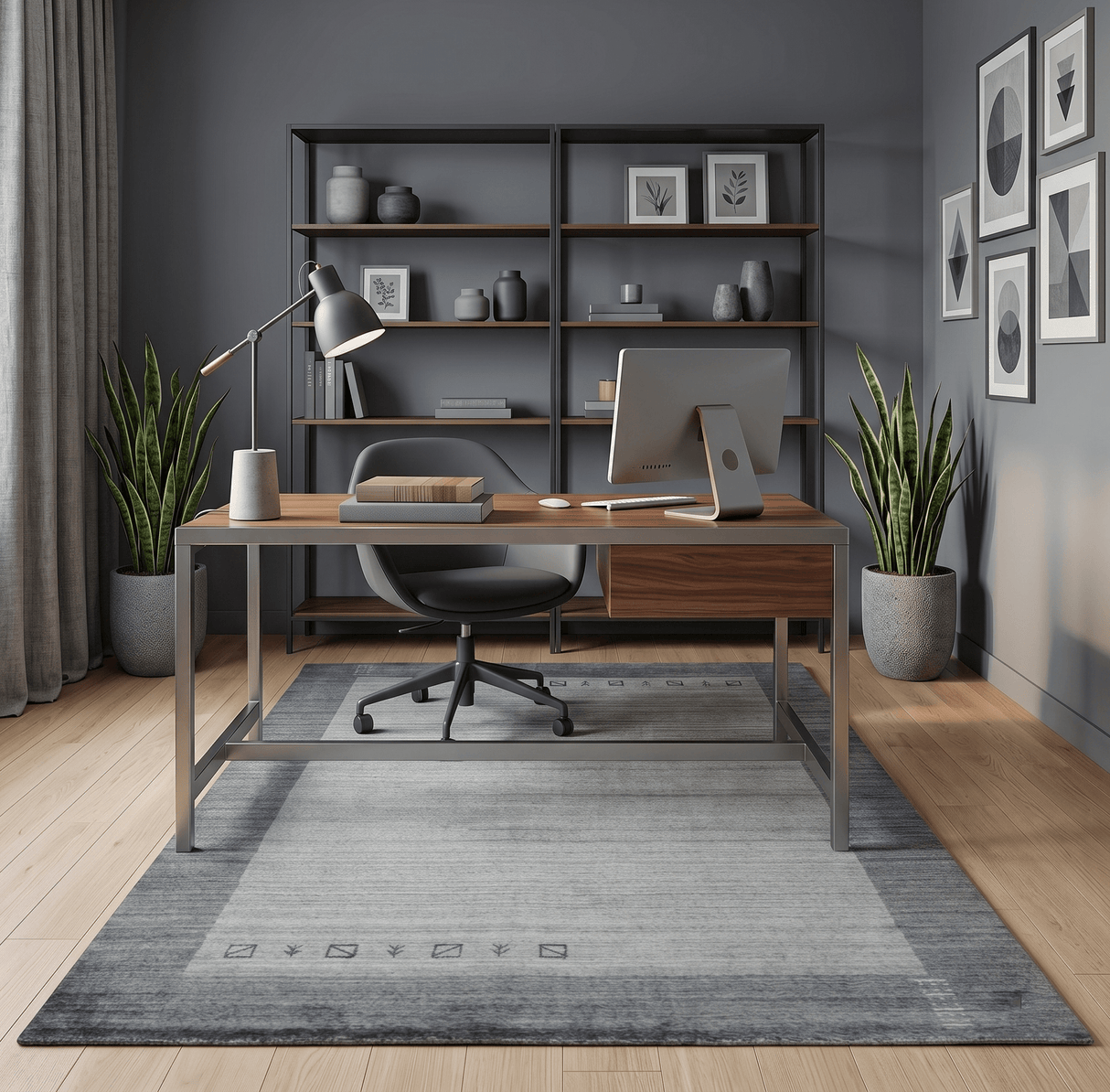 Modern 5x6.5 Gray and Silver Blended Wool Hand Woven Area Rug