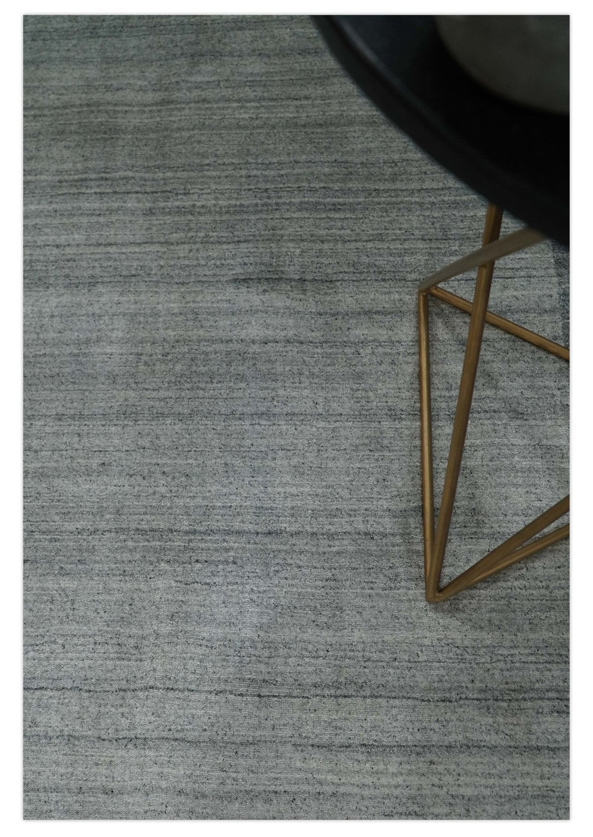 Modern 5x6.5 Gray and Silver Blended Wool Hand Woven Area Rug