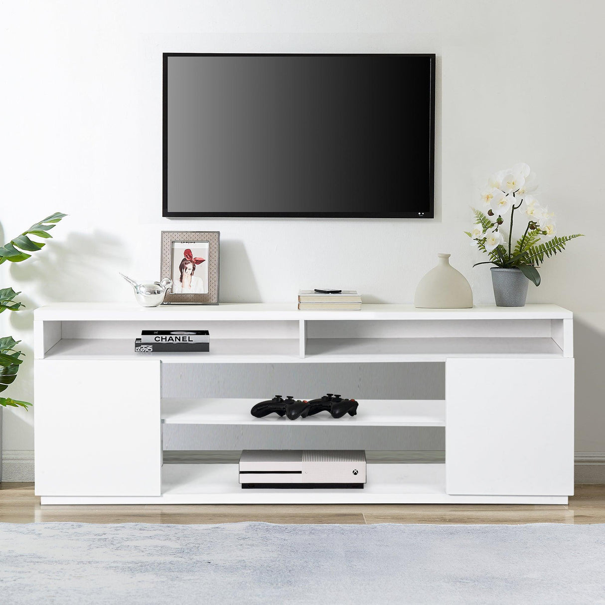 Modern 68 Inch TV Stand Media Console with LED Lights for Living Room-电视柜-Parc Decor