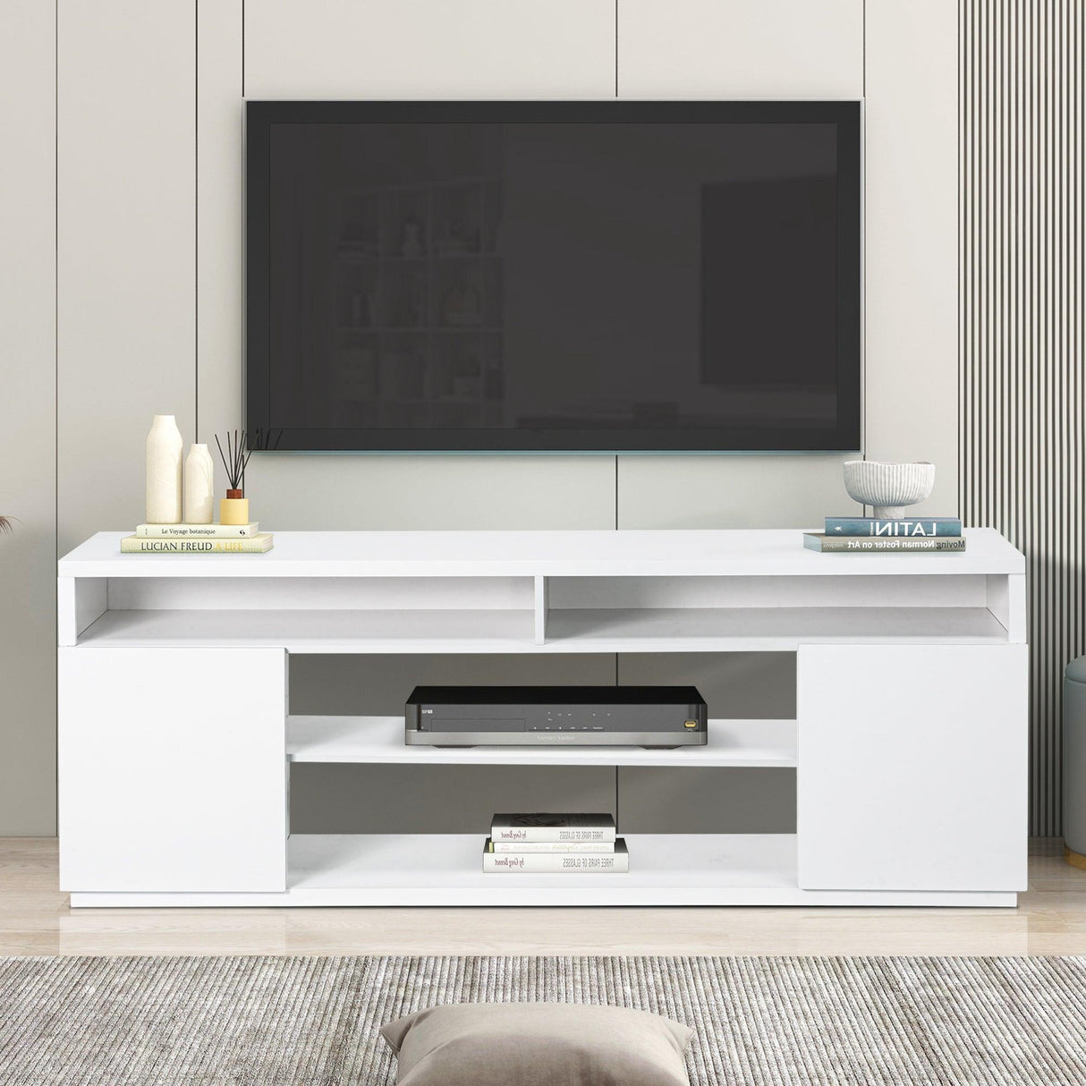 Modern 68 Inch TV Stand Media Console with LED Lights for Living Room-电视柜-Parc Decor