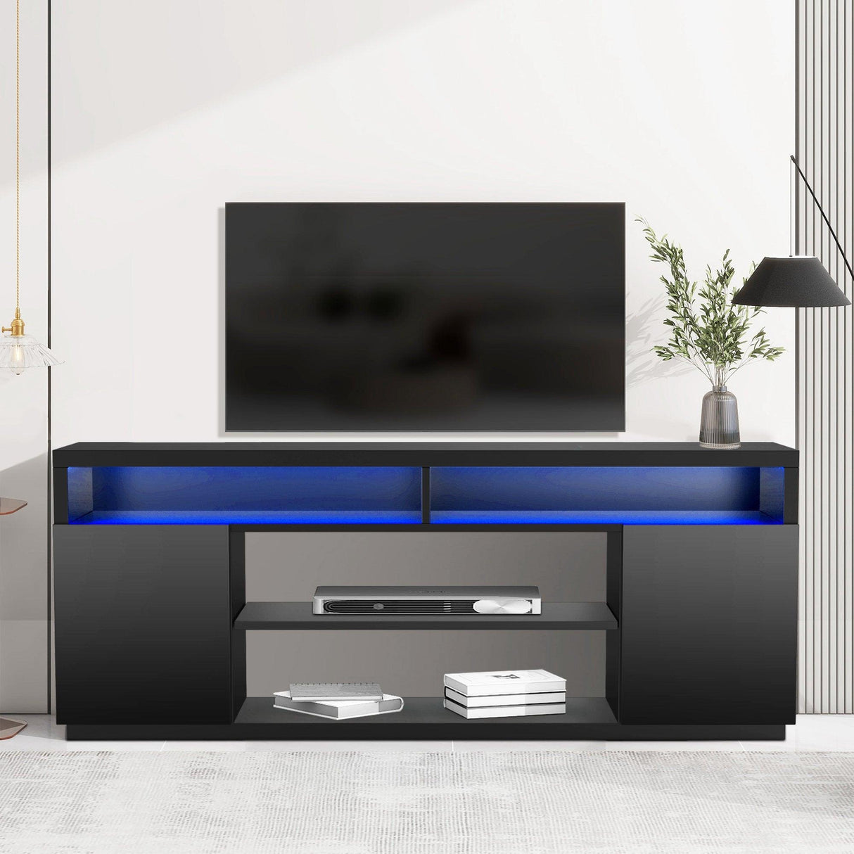 Modern 68 Inch TV Stand Media Console with LED Lights for Living Room-电视柜-Parc Decor
