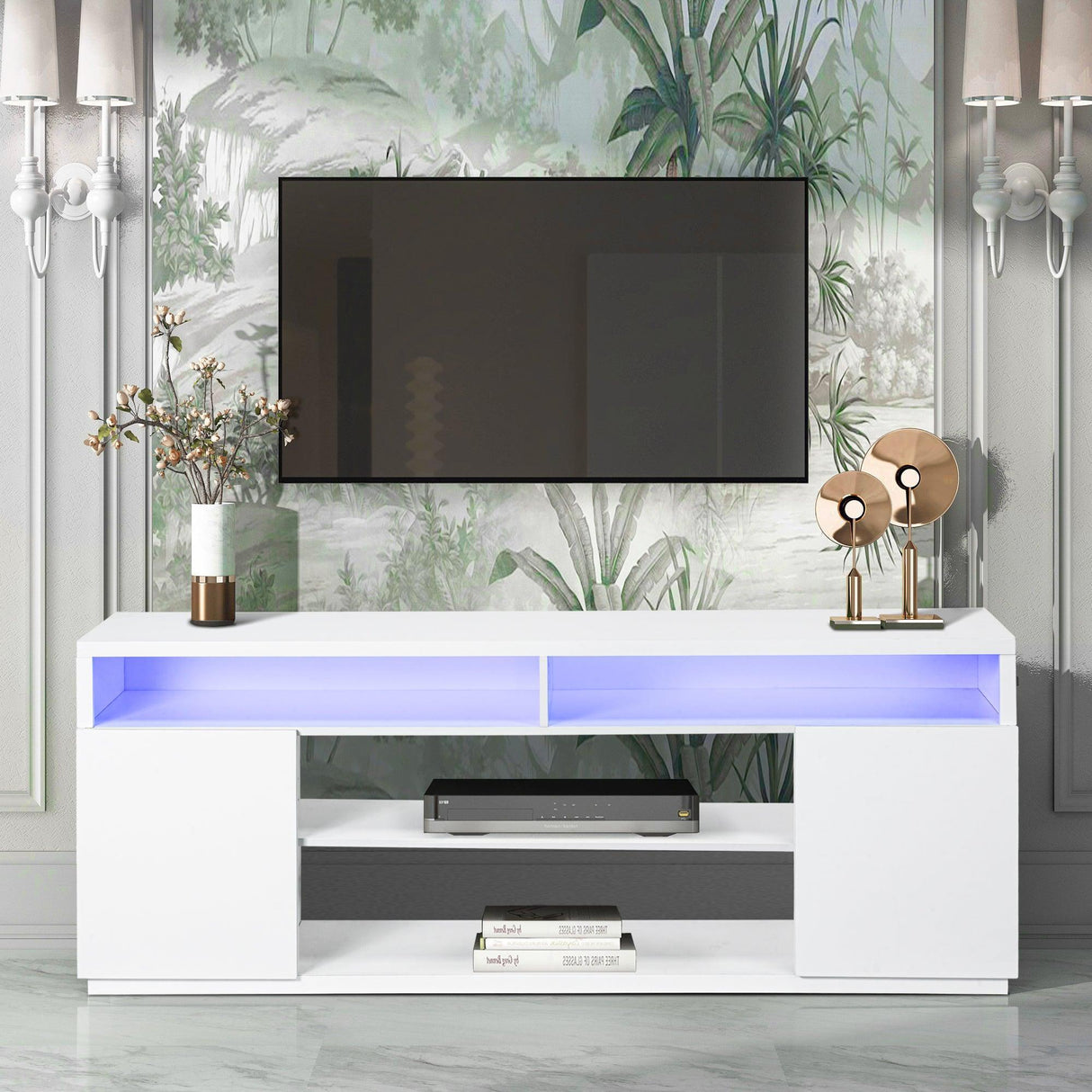 Modern 68 Inch TV Stand Media Console with LED Lights for Living Room-电视柜-Parc Decor