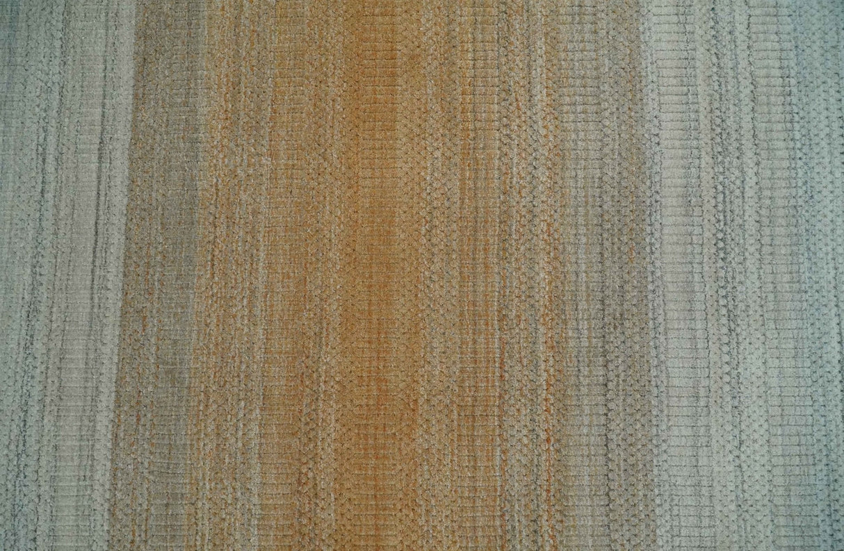 Modern 8x10 Hand Made Silver and Brown Blended Wool Flatwoven Area Rug