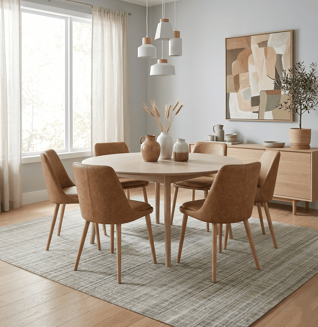 Modern 8x10 Hand Made Striped Olive and White Blended Wool Area Rug