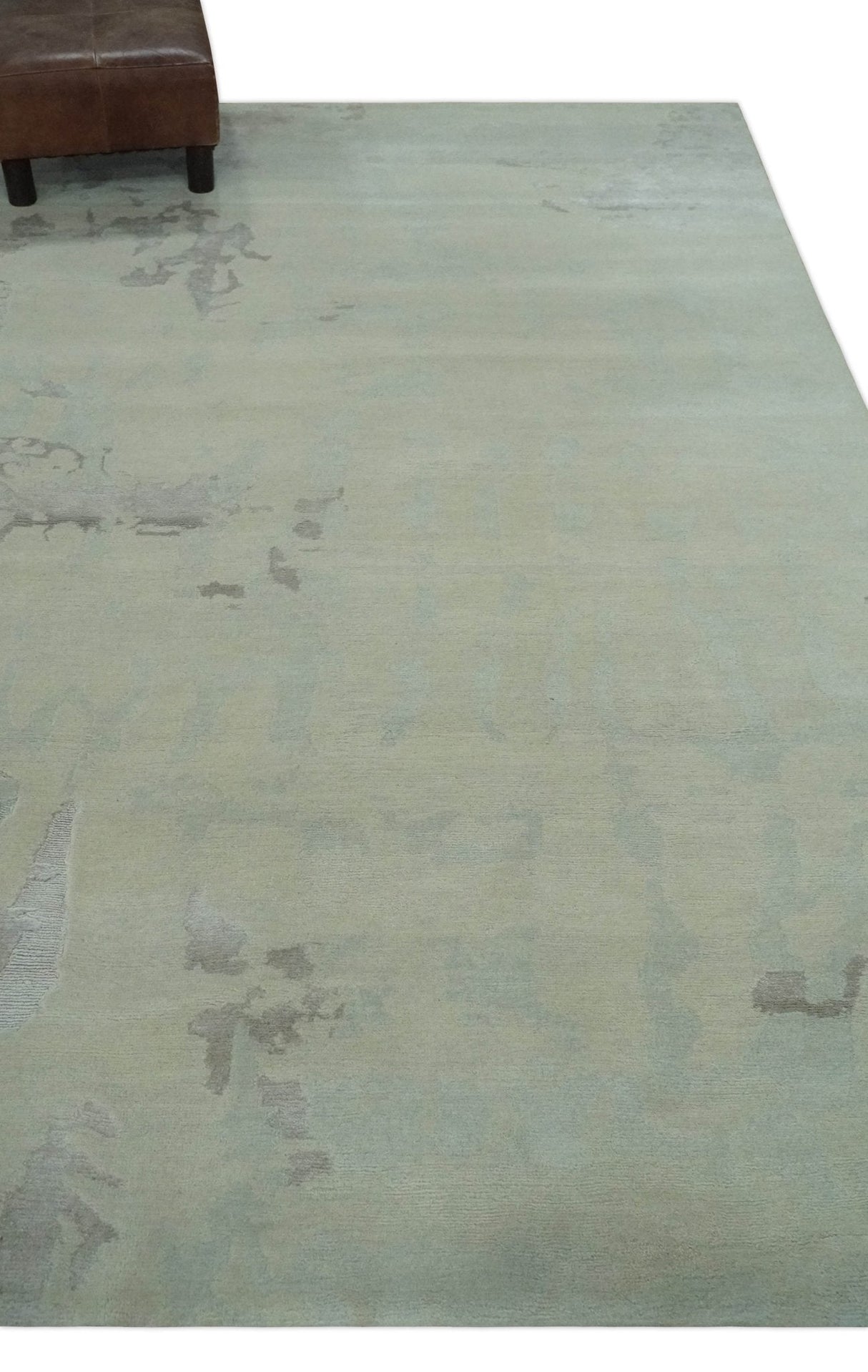 Modern Abstract Beige and Silver Hand loom 5x8 wool and Art Silk Area Rug-Area Rug-Parc Decor