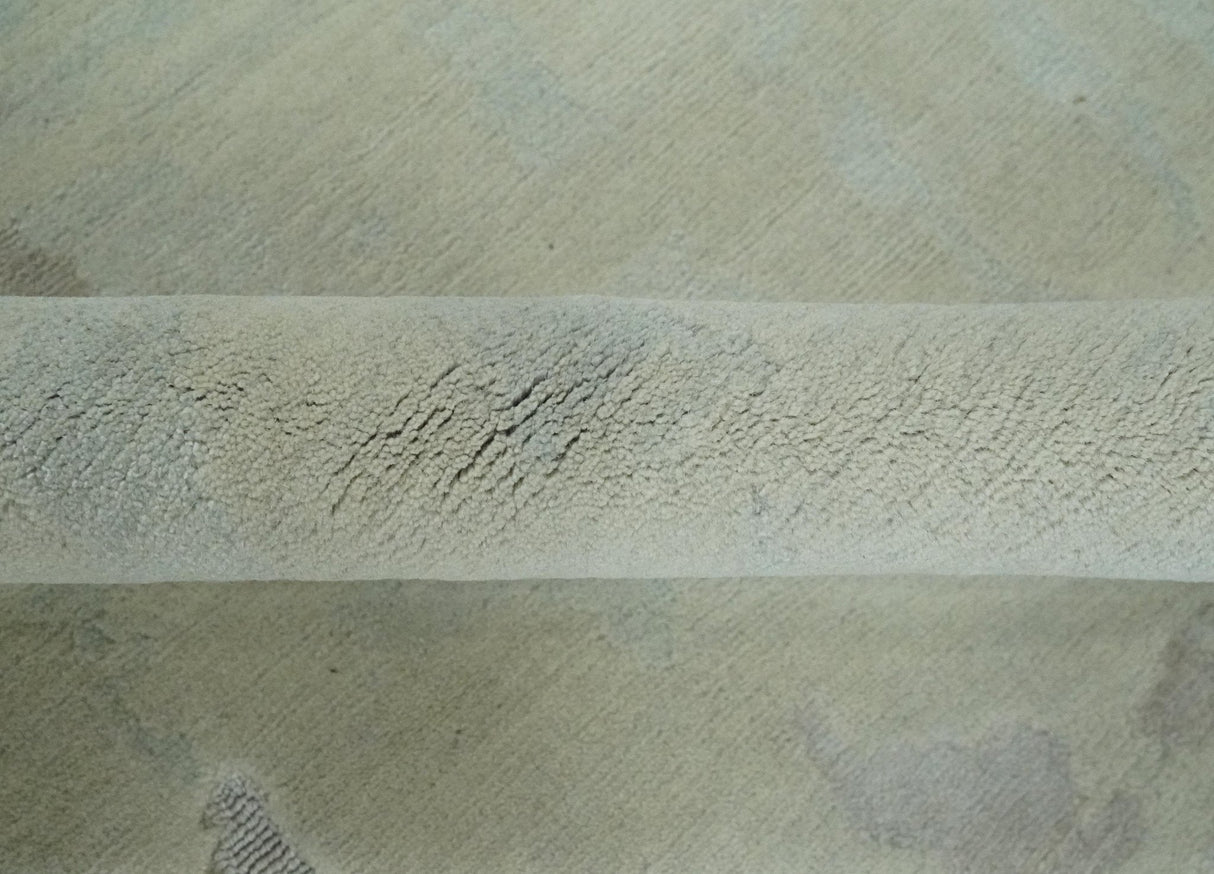 Modern Abstract Beige and Silver Hand loom 5x8 wool and Art Silk Area Rug-Area Rug-Parc Decor