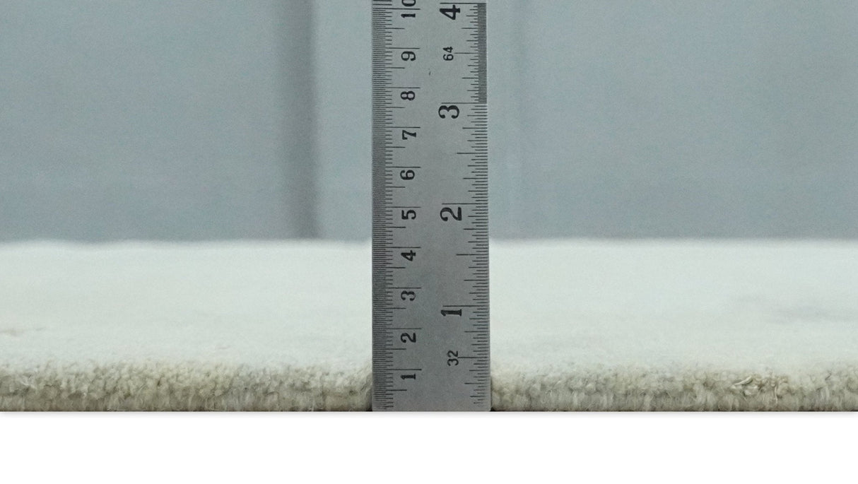 Modern Abstract Beige and Silver Hand loom 5x8 wool and Art Silk Area Rug-Area Rug-Parc Decor