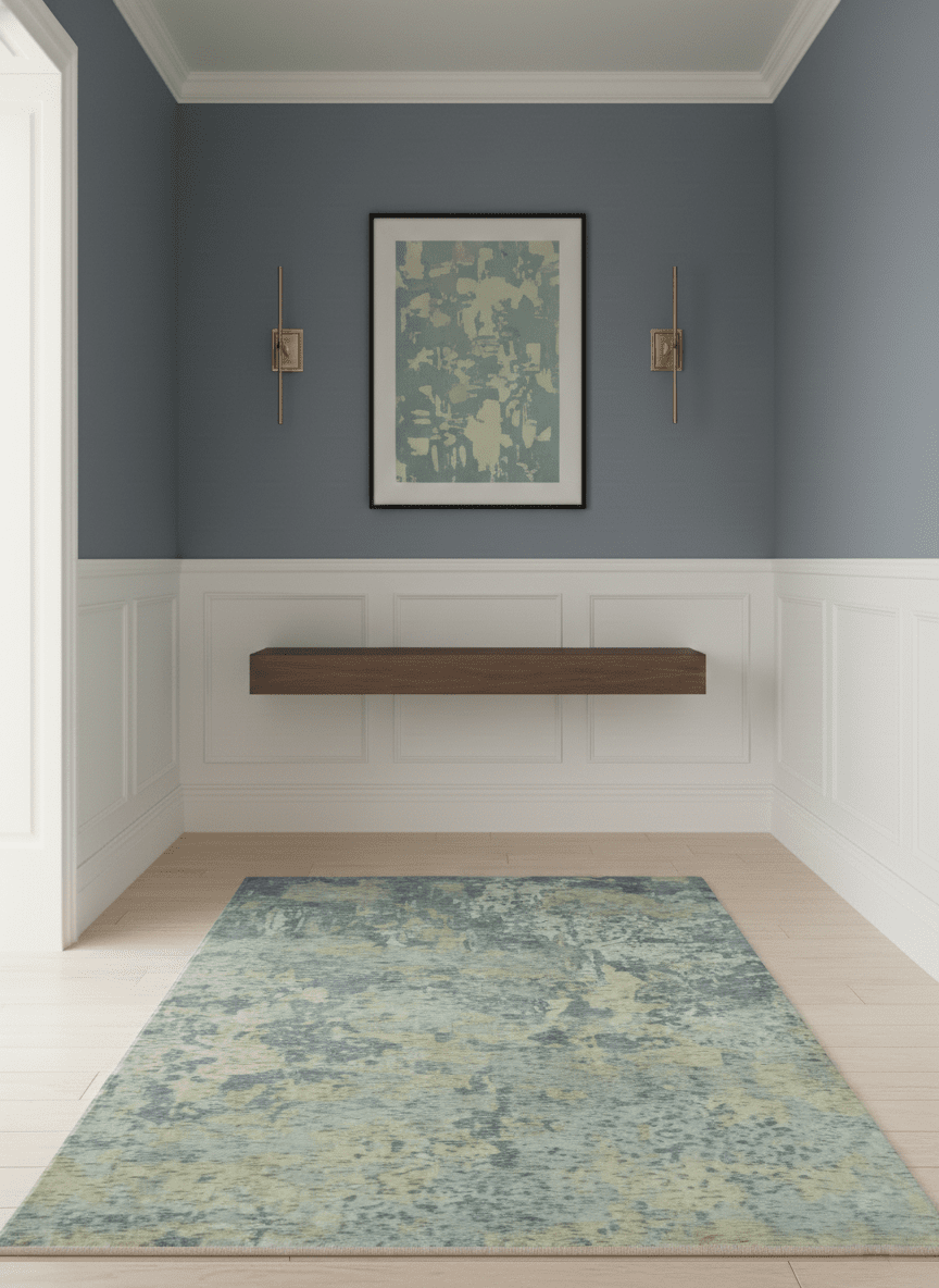 Modern Abstract Beige, Gray and Silver Hand loom 5x8 Wool and Viscose Area Rug