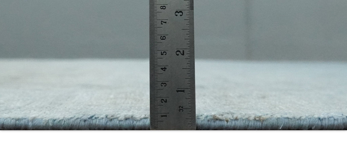 Modern abstract Blue, Aqua and Brown Hand Knotted 8x10 wool and Art silk Area Rug-Area Rug-Parc Decor