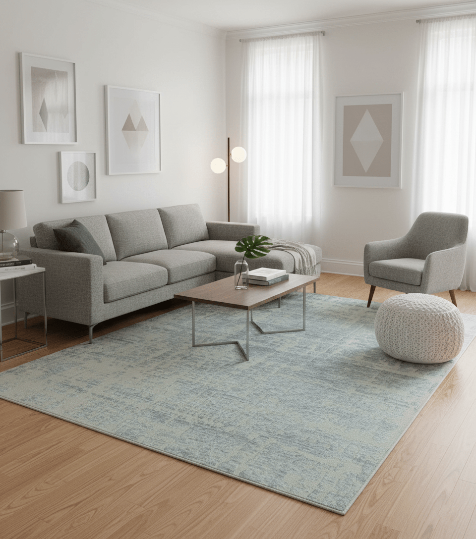 Modern Abstract Design Beige And Gay 8x10 Hand Knotted Wool Area Rug
