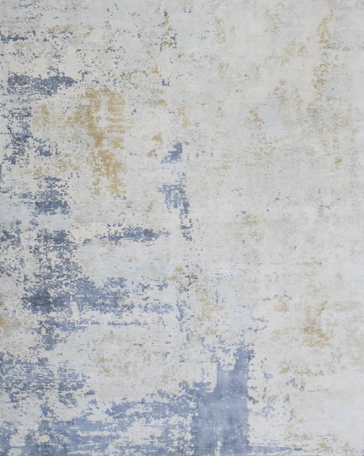 Modern Abstract Design Blue and Ivory Hand Loomed Art Silk Area Rug-Area Rug-Parc Decor