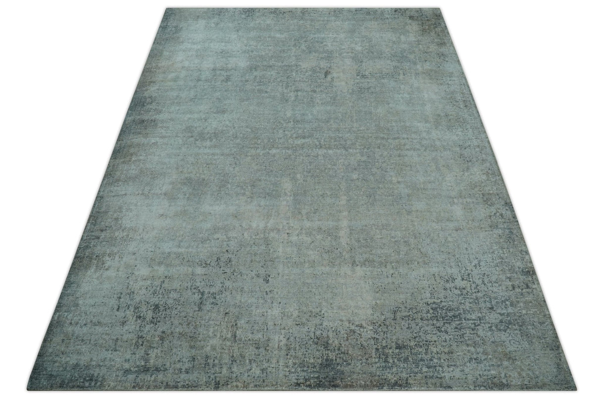 Modern Abstract Design Gray 8x10 Hand Knotted Art Silk Rug