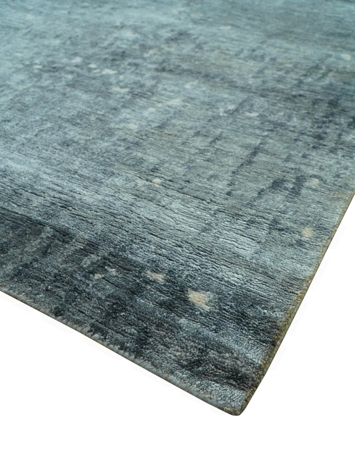 Modern Abstract Design Gray And Silver 9x11 Hand Knotted Bamboo Silk Area Rug