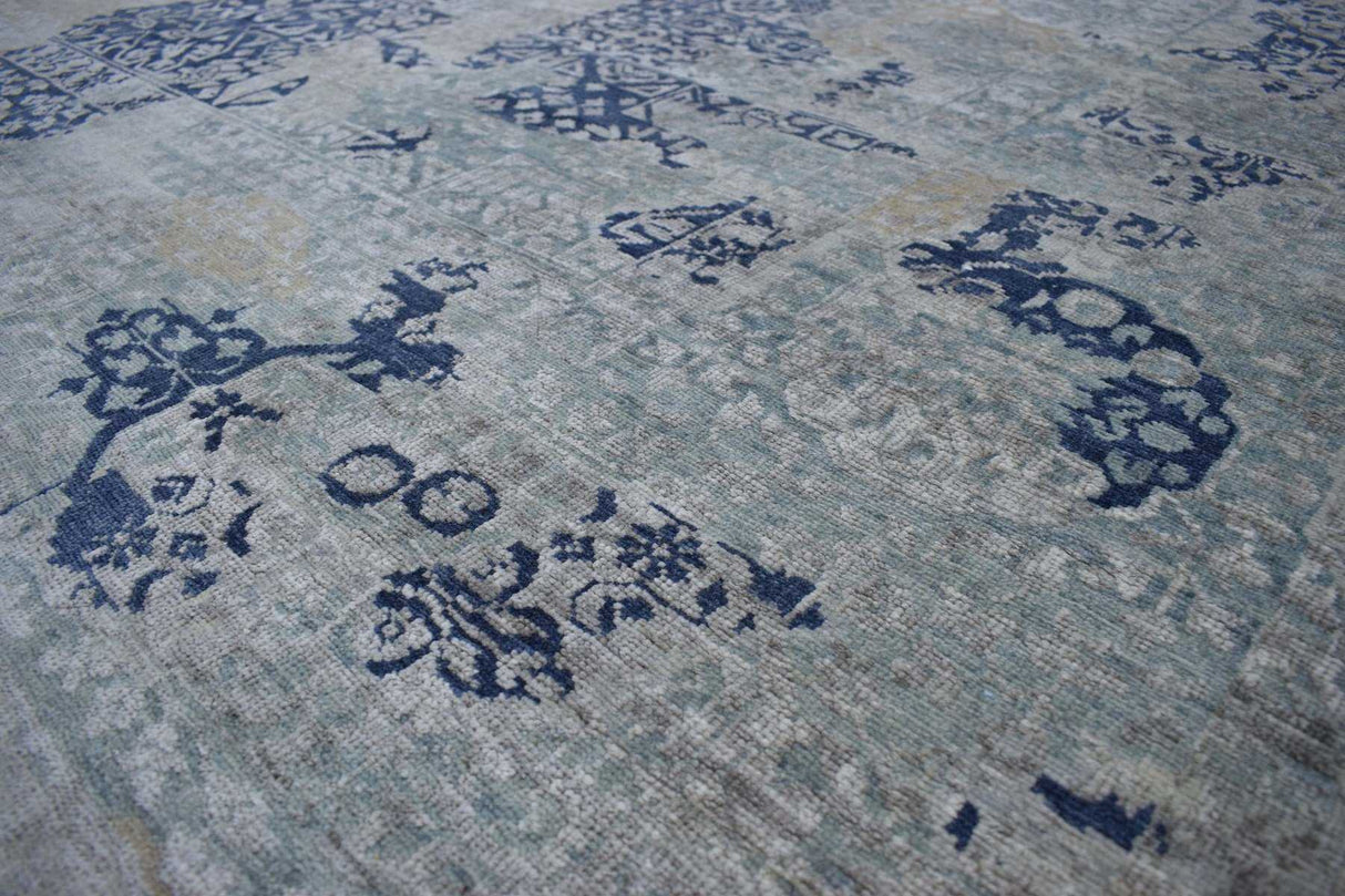 Modern Abstract Design Gray Wool And Bamboo Silk 8x10 Area Rug