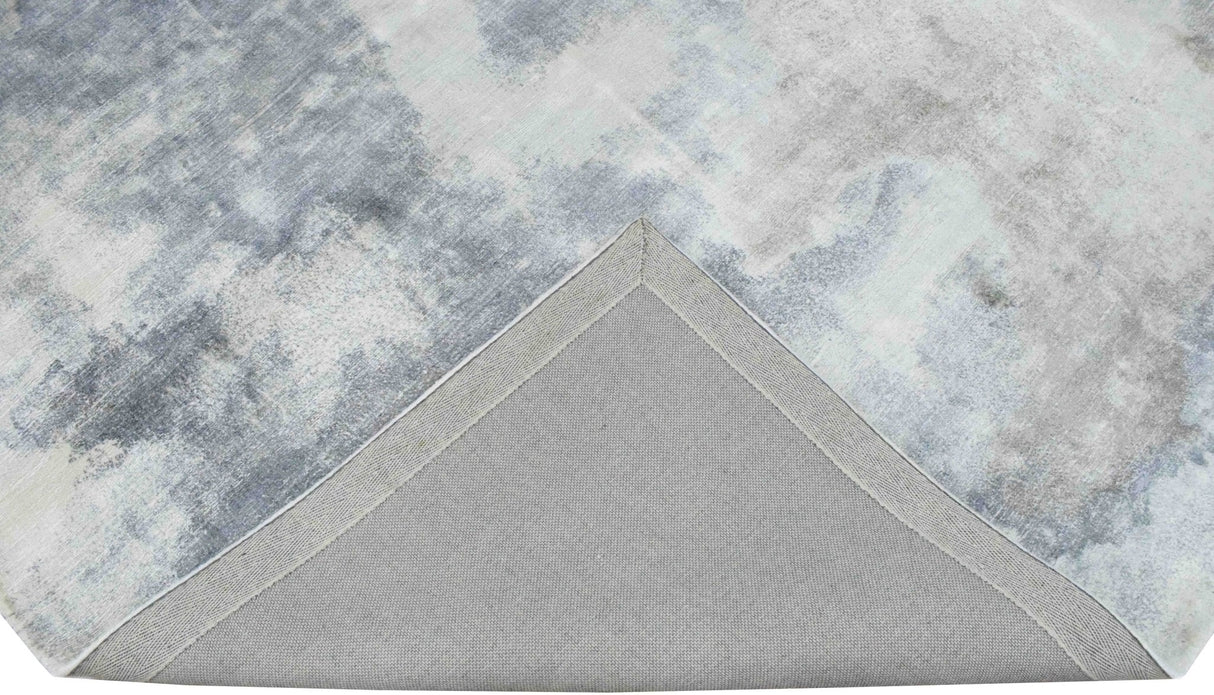 Modern Abstract Gray and Ivory Hand Loom Viscose 5x8 Area Rug