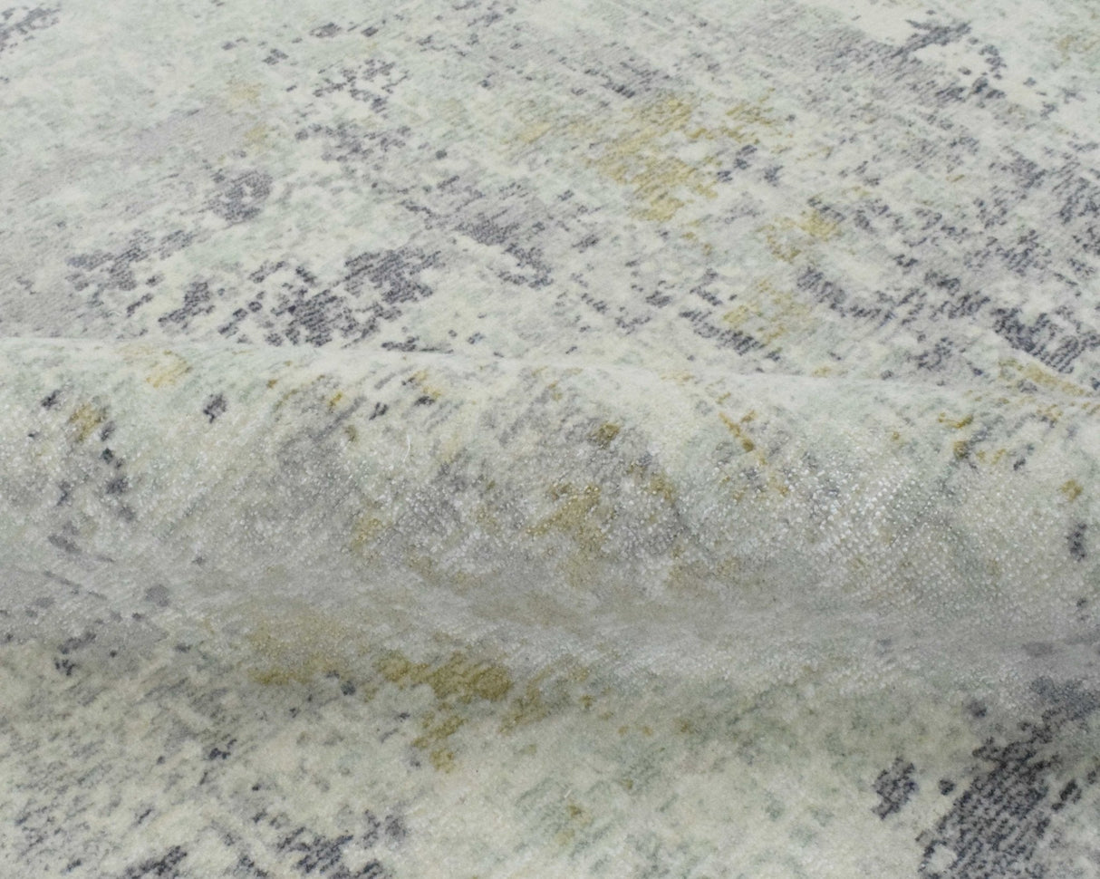 Modern Abstract Gray and Ivory Hand Loom Viscose 8x10 Area Rug