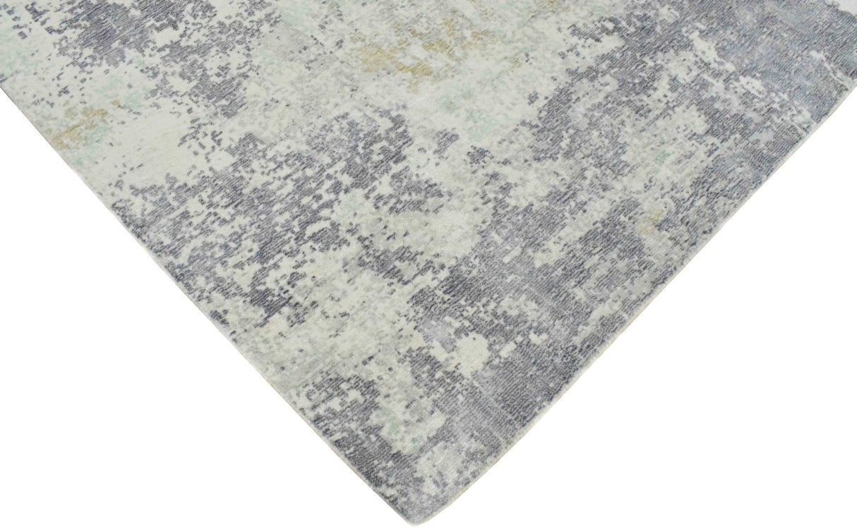 Modern Abstract Gray and Ivory Hand Loom Viscose 8x10 Area Rug