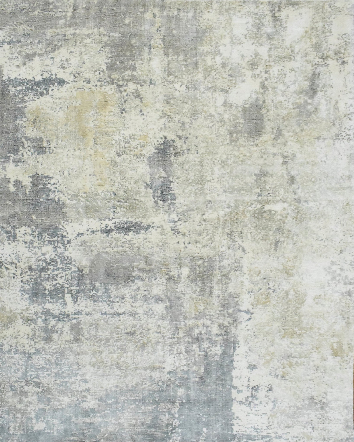 Modern Abstract Gray and Ivory Hand Loom Viscose Area Rug