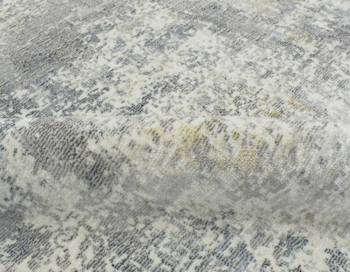 Modern Abstract Gray and Ivory Hand Loom Viscose Area Rug