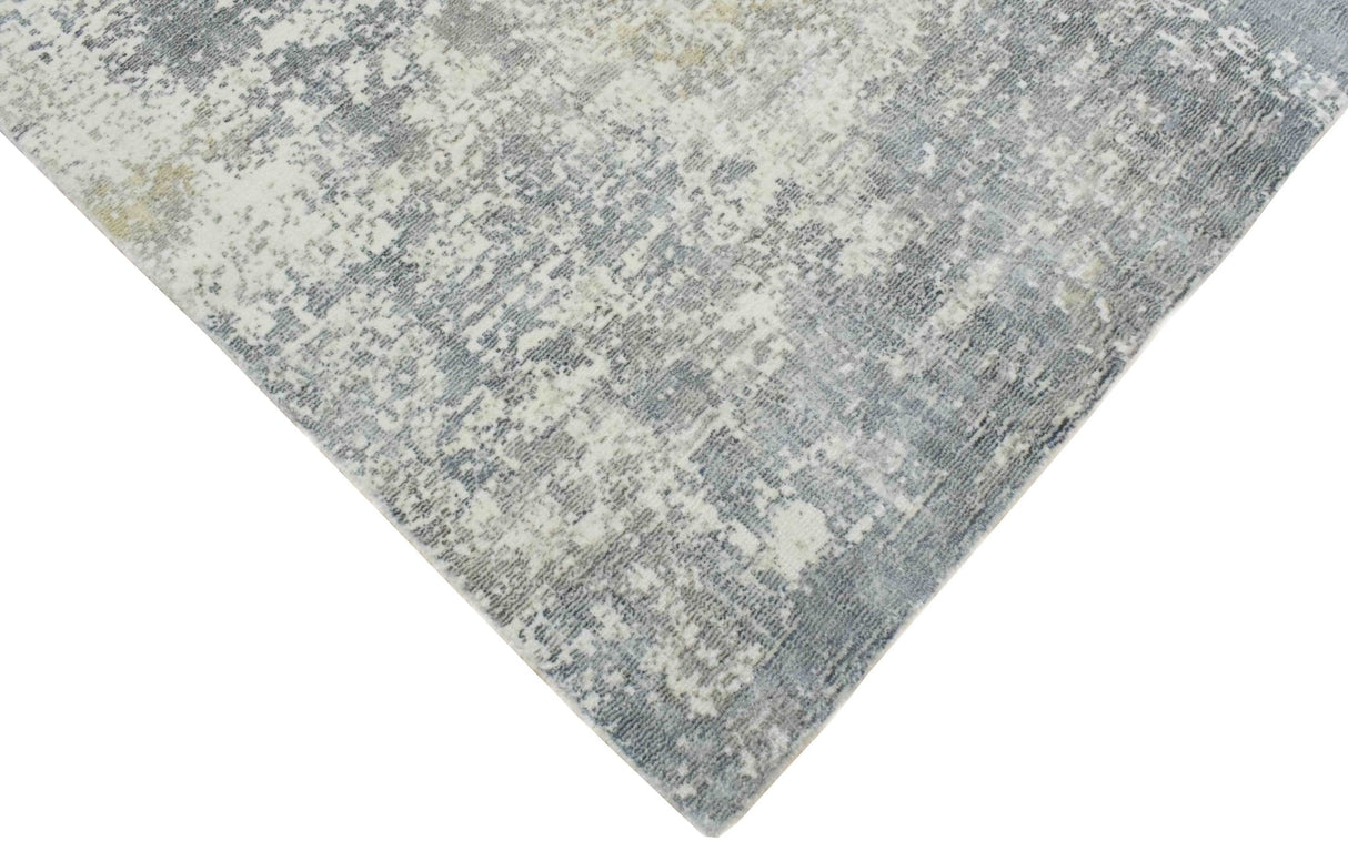 Modern Abstract Gray and Ivory Hand Loom Viscose Area Rug