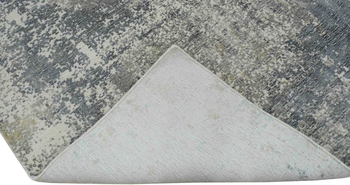 Modern Abstract Gray and Ivory Hand Loom Viscose Area Rug