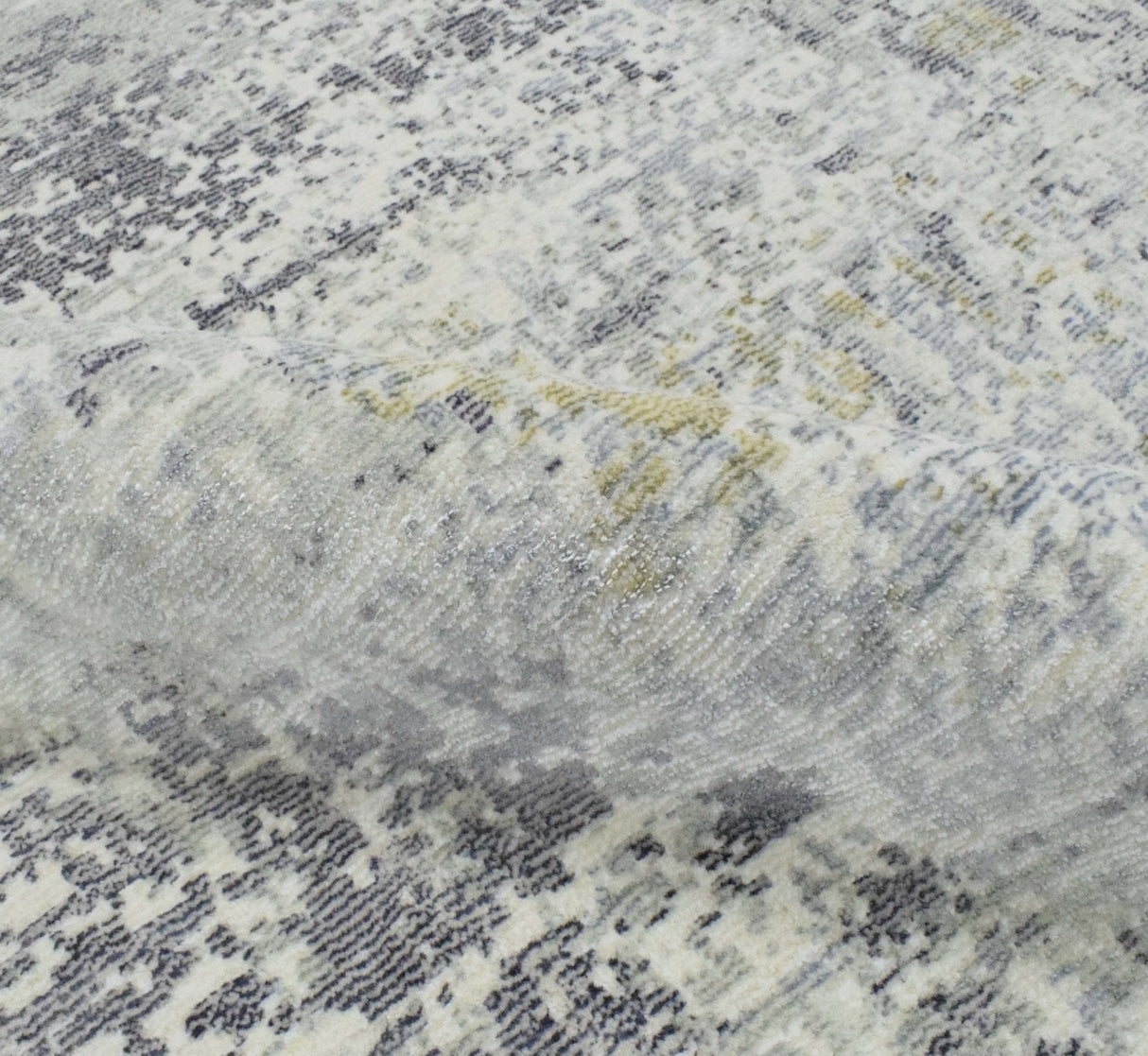 Modern Abstract Gray and Ivory Rug made with Art Silk | TRD10131-Area Rug-Parc Decor