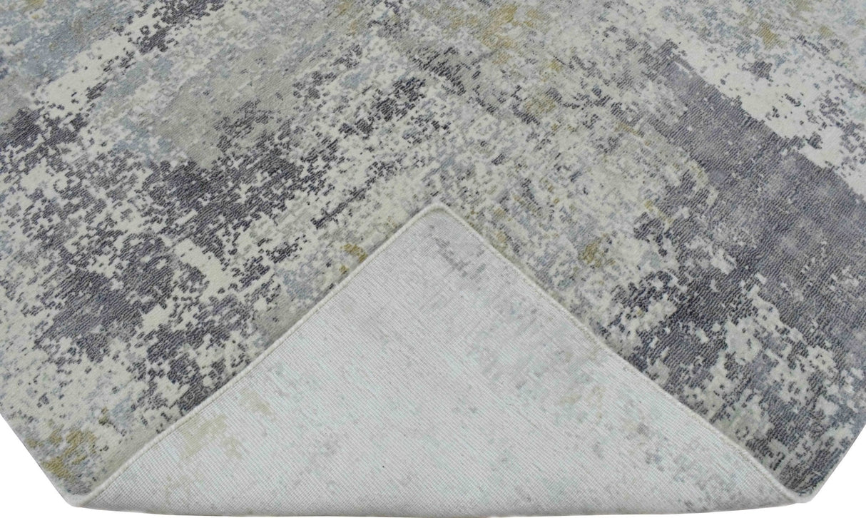 Modern Abstract Gray and Ivory Rug made with Art Silk | TRD10131-Area Rug-Parc Decor