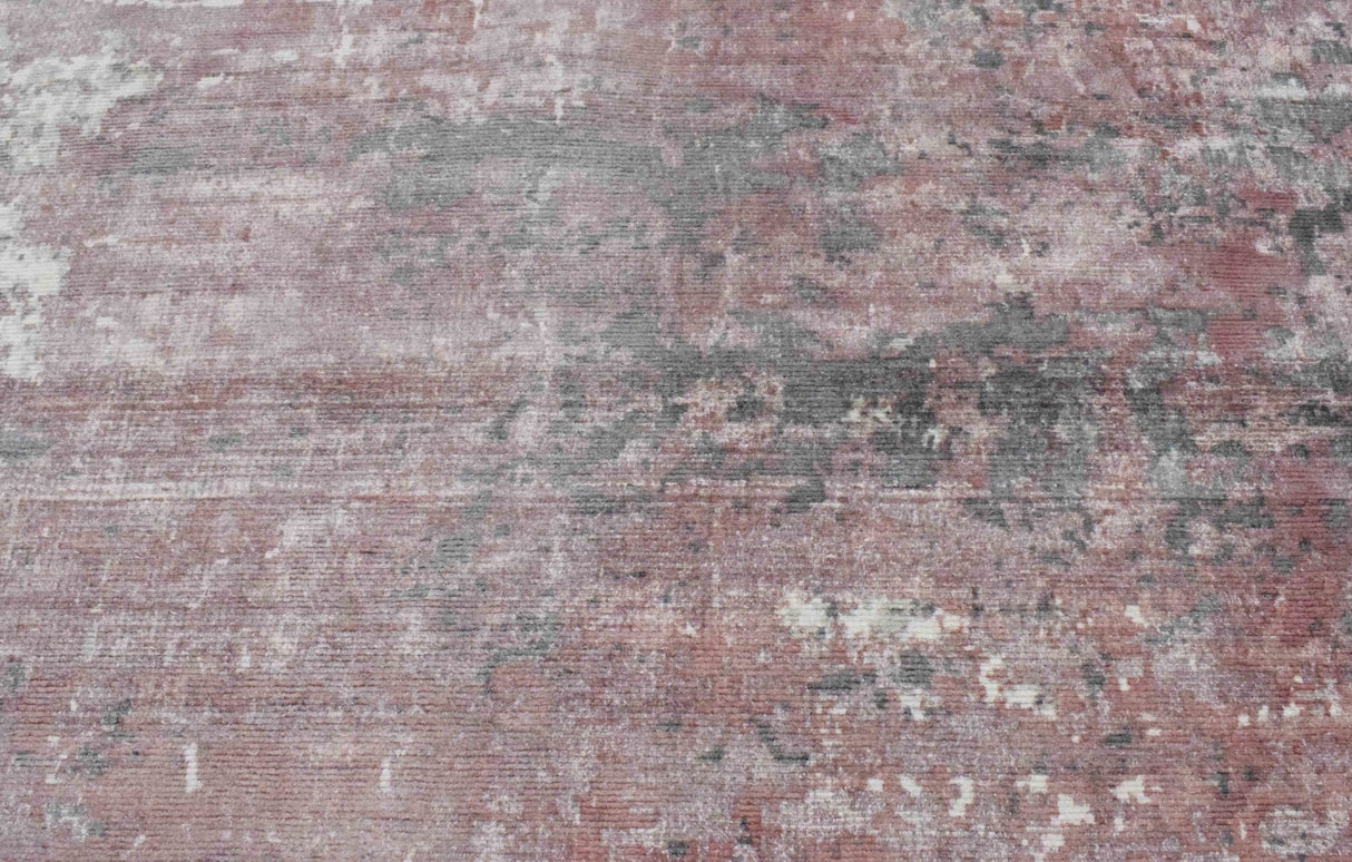Modern Abstract Pink And Ivory Hand Loom Viscose 6x8 Area Rug
