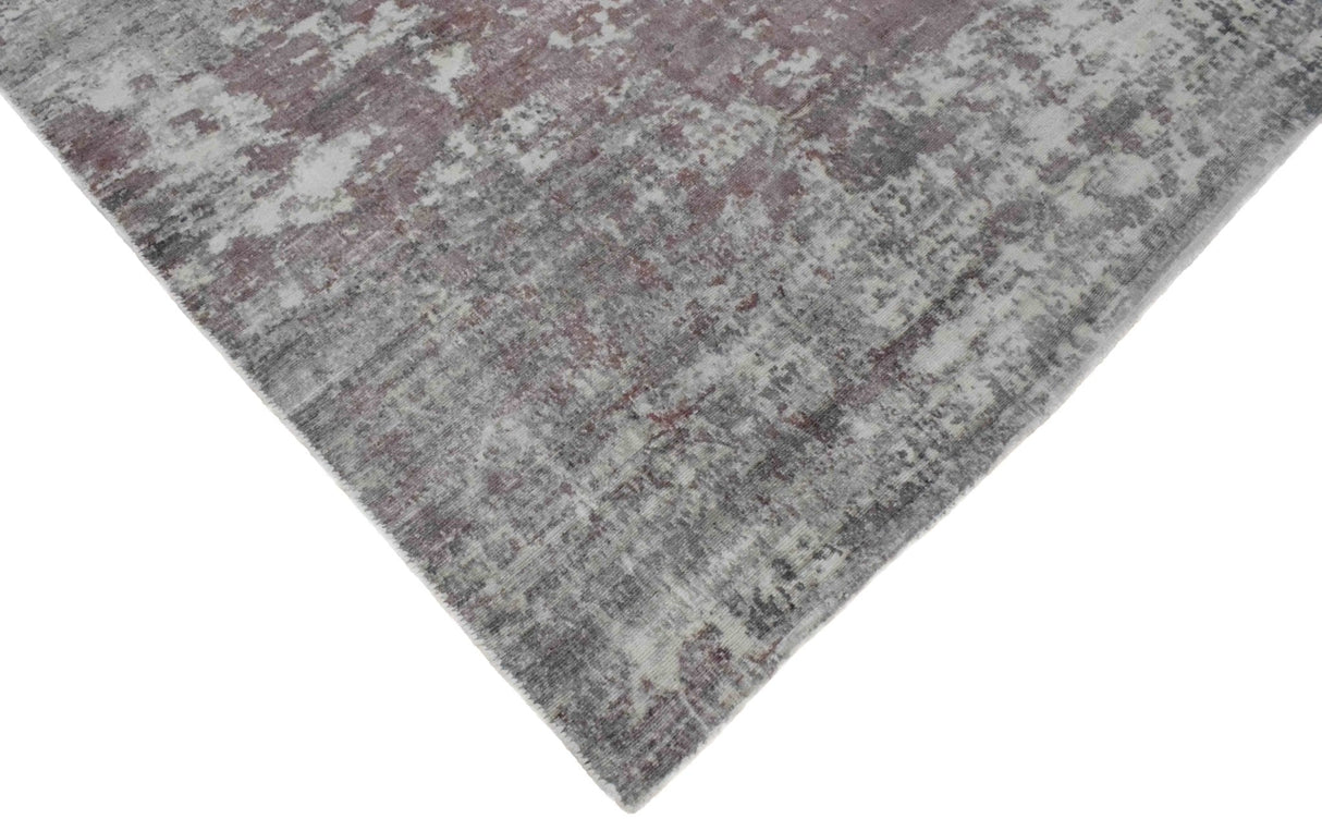 Modern Abstract Pink And Ivory Hand Loom Viscose 6x8 Area Rug