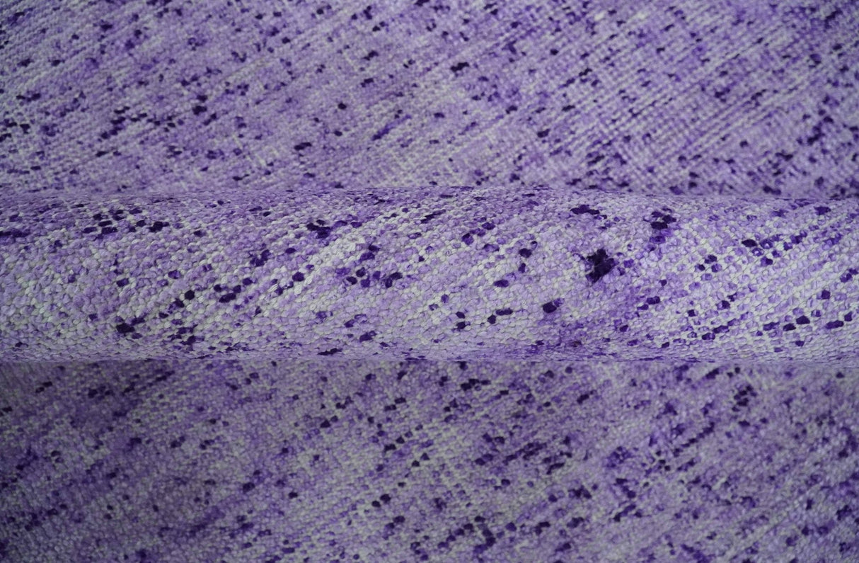 Modern Abstract Purple and Silver Hand knotted 8x10 Woven Art Silk Area Rug
