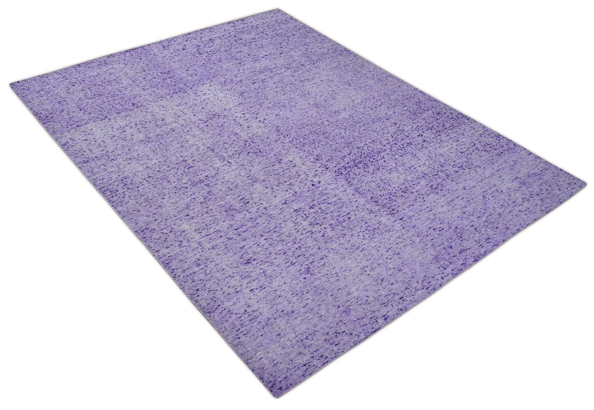 Modern Abstract Purple and Silver Hand knotted 8x10 Woven Art Silk Area Rug-Area Rug-Parc Decor
