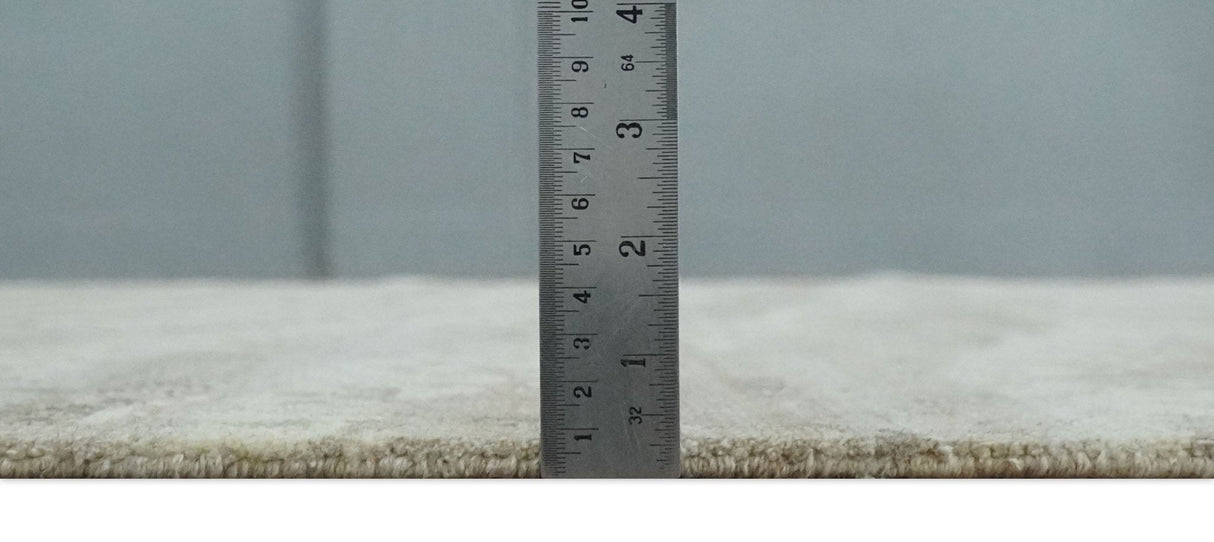 Modern Abstract Silver and Beige Hand knotted 6x9 Art Silk Area Rug-Area Rug-Parc Decor