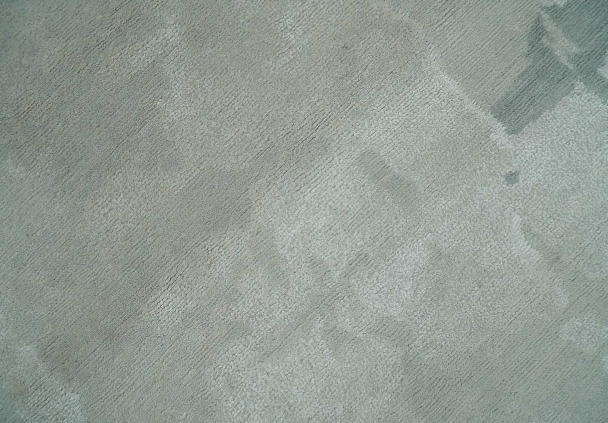 Modern Abstract Silver And Gray Hand knotted Art Silk Area Rug-Area Rug-Parc Decor
